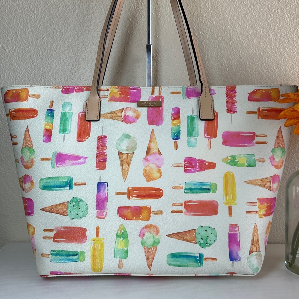 Kate Spade Ice Cream Print Tote Bag - Nwot - Picture 2 of 13